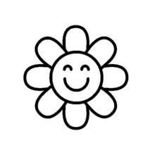 Dibujo de Flor sonriente de ocho pétalos para colorear