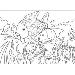 Dibujo de Dos peces nadando en el fondo marino para colorear