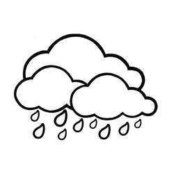 Dibujo de Nubes soltando gotas de lluvia para colorear