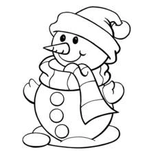 Dibujo de Muñeco de nieve con gorro y bufanda para colorear