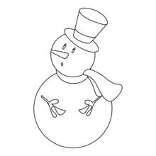 Dibujo de Muñeco de nieve con sombrero de copa para colorear