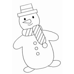 Dibujo de Muñeco de nieve caminando con bufanda para colorear