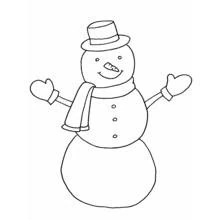 Dibujo de Muñeco de nieve con sombrero y brazos alzados para colorear