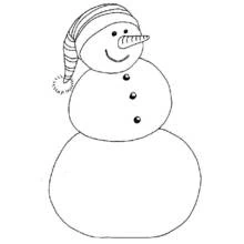 Dibujo de Muñeco de nieve con gorro de rayas para colorear