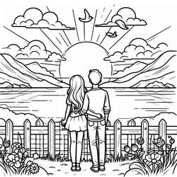 Puesta de Sol - Dibujos para colorear gratis