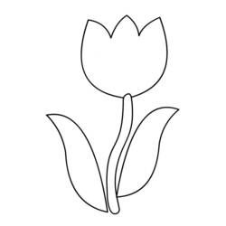 Dibujo de Tulipán sencillo con dos hojas para colorear