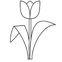 Dibujo de Tulipán sencillo con tallo largo para colorear