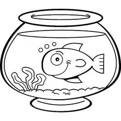 Dibujo de Acuario con un pez sonriente para colorear Dibujo de Acuario con un pez sonriente para colorear