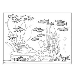 Dibujo de Peces nadando en un acuario para colorear Dibujo de Peces nadando en un acuario para colorear