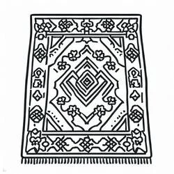 Dibujo de Alfombra con motivo de rombos y flecos para colorear