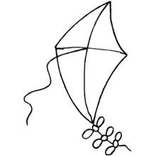 Dibujo de Cometa de cuatro secciones triangulares y cola de lazos para colorear Dibujo de Cometa de cuatro secciones triangulares y cola de lazos para colorear