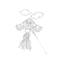 Dibujo de Cometa con forma de rostro enmascarado en el cielo para colorear Dibujo de Cometa con forma de rostro enmascarado en el cielo para colorear