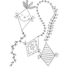 Dibujo de Cometa trío con largas colas de cintas para colorear Dibujo de Cometa trío con largas colas de cintas para colorear