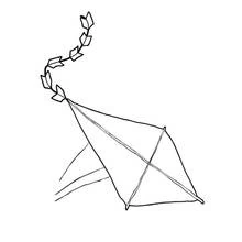 Dibujo de Cometa con una larga cola de lazos para colorear Dibujo de Cometa con una larga cola de lazos para colorear