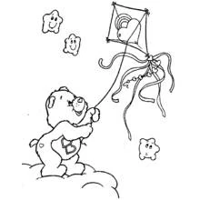 Dibujo de Osito Cariñosito volando una cometa para colorear Dibujo de Osito Cariñosito volando una cometa para colorear