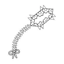 Dibujo de Cometa con motivos florales y larga cola con lazo para colorear Dibujo de Cometa con motivos florales y larga cola con lazo para colorear