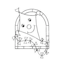 Dibujo de Cometa sonriente con marco curvo y lazos para colorear Dibujo de Cometa sonriente con marco curvo y lazos para colorear