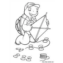 Dibujo de Franklin construyendo una cometa para colorear Dibujo de Franklin construyendo una cometa para colorear