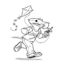 Dibujo de Cometa sostenida por un ratón que corre para colorear Dibujo de Cometa sostenida por un ratón que corre para colorear