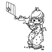 Dibujo de Niña con una cometa para colorear Dibujo de Niña con una cometa para colorear