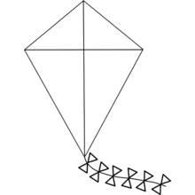 Dibujo de Cometa rombo con moño en la cola ondulada para colorear Dibujo de Cometa rombo con moño en la cola ondulada para colorear