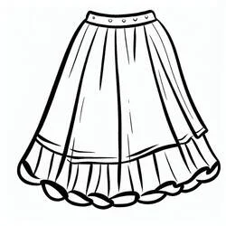 Dibujo de Falda larga plisada con bajo de volantes para colorear Dibujo de Falda larga plisada con bajo de volantes para colorear
