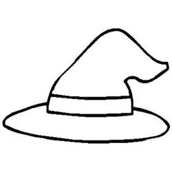 Dibujo de Sombrero de bruja de ala ancha y punta curvada para colorear Dibujo de Sombrero de bruja de ala ancha y punta curvada para colorear