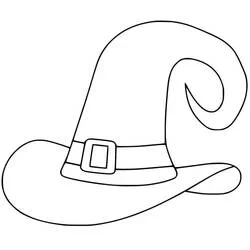 Dibujo de Sombrero de bruja con punta enroscada para colorear Dibujo de Sombrero de bruja con punta enroscada para colorear
