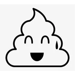Dibujo de Caca emoji sonriente con una gota de sudor para colorear