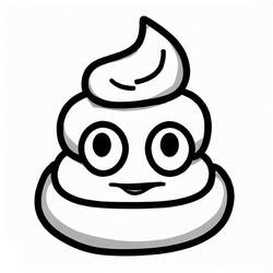 Dibujo de Caca emoji con cara sonriente para colorear
