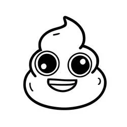 Dibujo de Caca simpática con ojos grandes y sonrisa para colorear