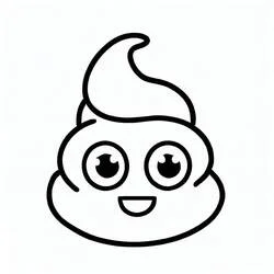 Dibujo de Caca emoji en espiral con sonrisa pequeña para colorear