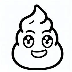 Dibujo de Caca emoji sonriente con ojos grandes para colorear