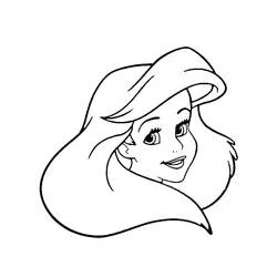 Dibujo de Cara de Ariel con su cabello ondulado para colorear