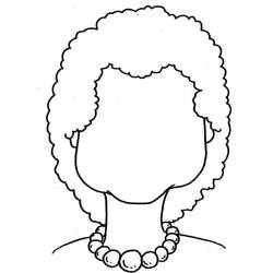 Dibujo de Cara vacía de mujer con cabello rizado para colorear