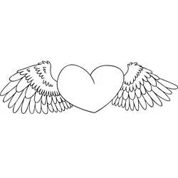 Dibujo de Corazón con alas para colorear