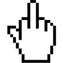 Dibujo de Mano cursor en píxeles con el dedo medio levantado para colorear