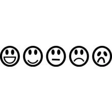 Dibujo de Emoji escala de emociones con cinco caras para colorear
