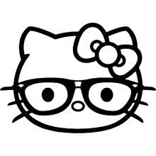 Dibujo de Hello Kitty con gafas de nerd para colorear