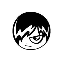 Dibujo de Emoji con peinado emo y un solo ojo visible para colorear