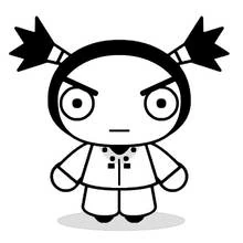 Dibujo de Pucca con expresión enfadada para colorear