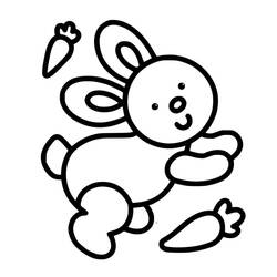 Dibujo de Conejo corriendo con zanahorias para colorear