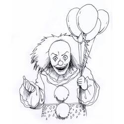 Dibujo de Payaso terrorífico con globos para colorear