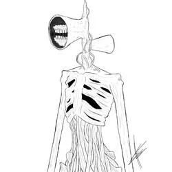 Dibujo de Siren Head con cabeza en forma de bocina para colorear