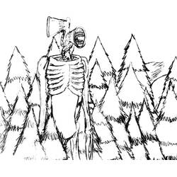Dibujo de Siren Head de pie en el bosque para colorear