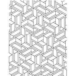 Dibujo de Patrón geométrico de ilusión óptica con cubos para colorear