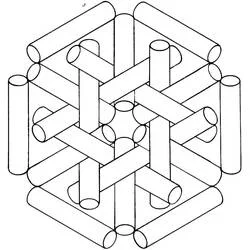Dibujo de Ilusión óptica de varillas de madera entrelazadas para colorear
