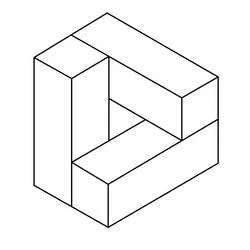 Dibujo de Ilusión óptica de cubo imposible para colorear