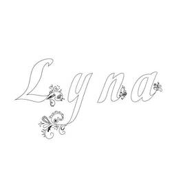 Dibujo de Lyna escrito en letras cursivas decoradas para colorear