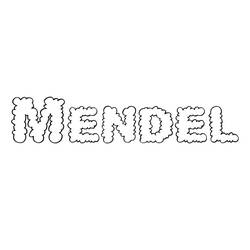 Dibujo de Mendel escrito en letras burbuja para colorear